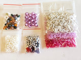 Pretty in Pink Bead set with Heart Key ring - Gems Crystals