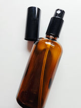 10 x 50ml Amber Glass Bottle with Spray Mister/ Black Cap
