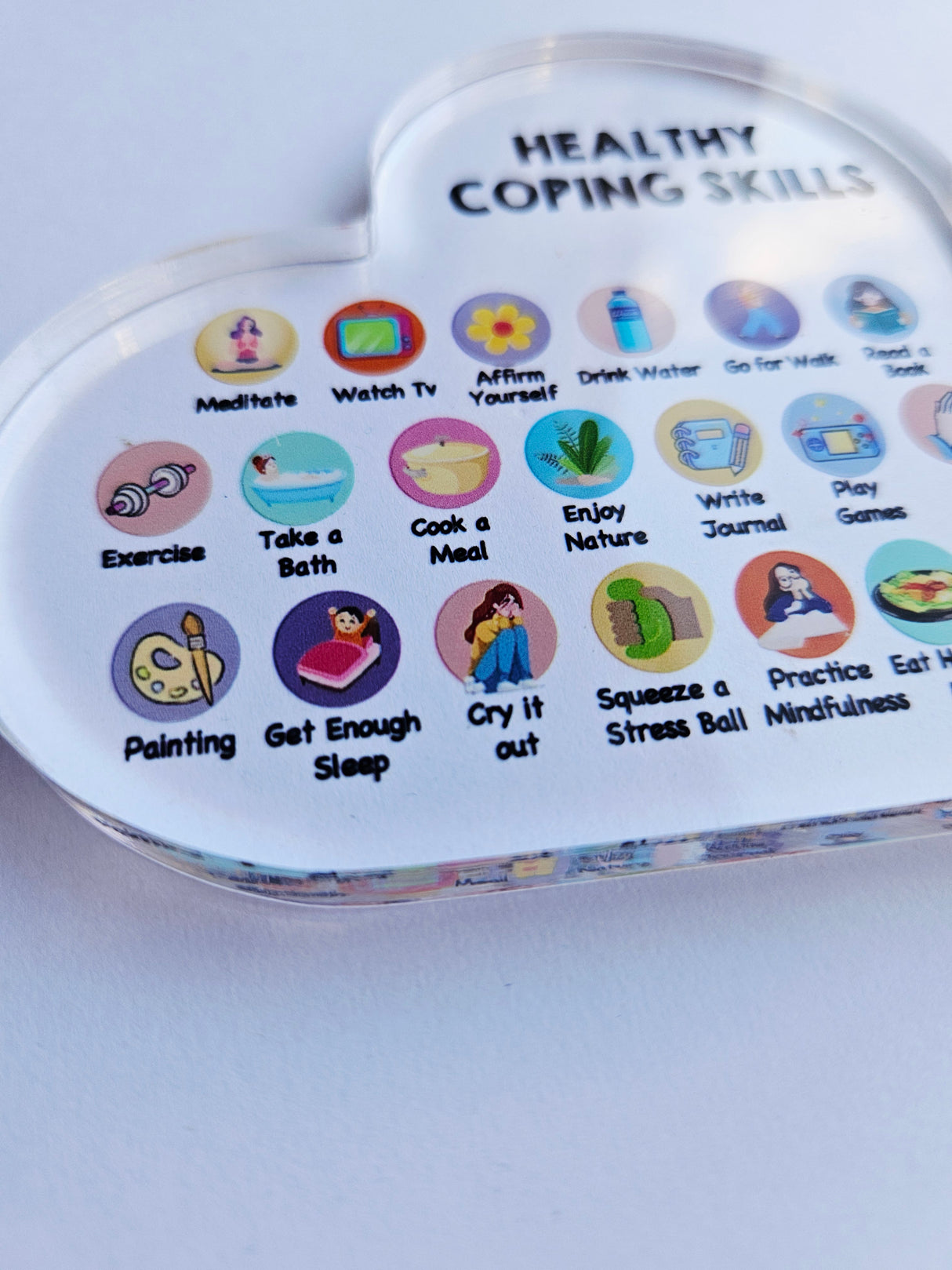 Healthy Coping Skills Acryllic Heart Plaque Positive Mental Health Wellbeing