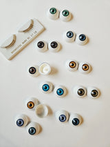 Reborn Doll Glass/Acrylic Eye Lot Multiple Colours + Bountiful Baby Lashes 10 Pr