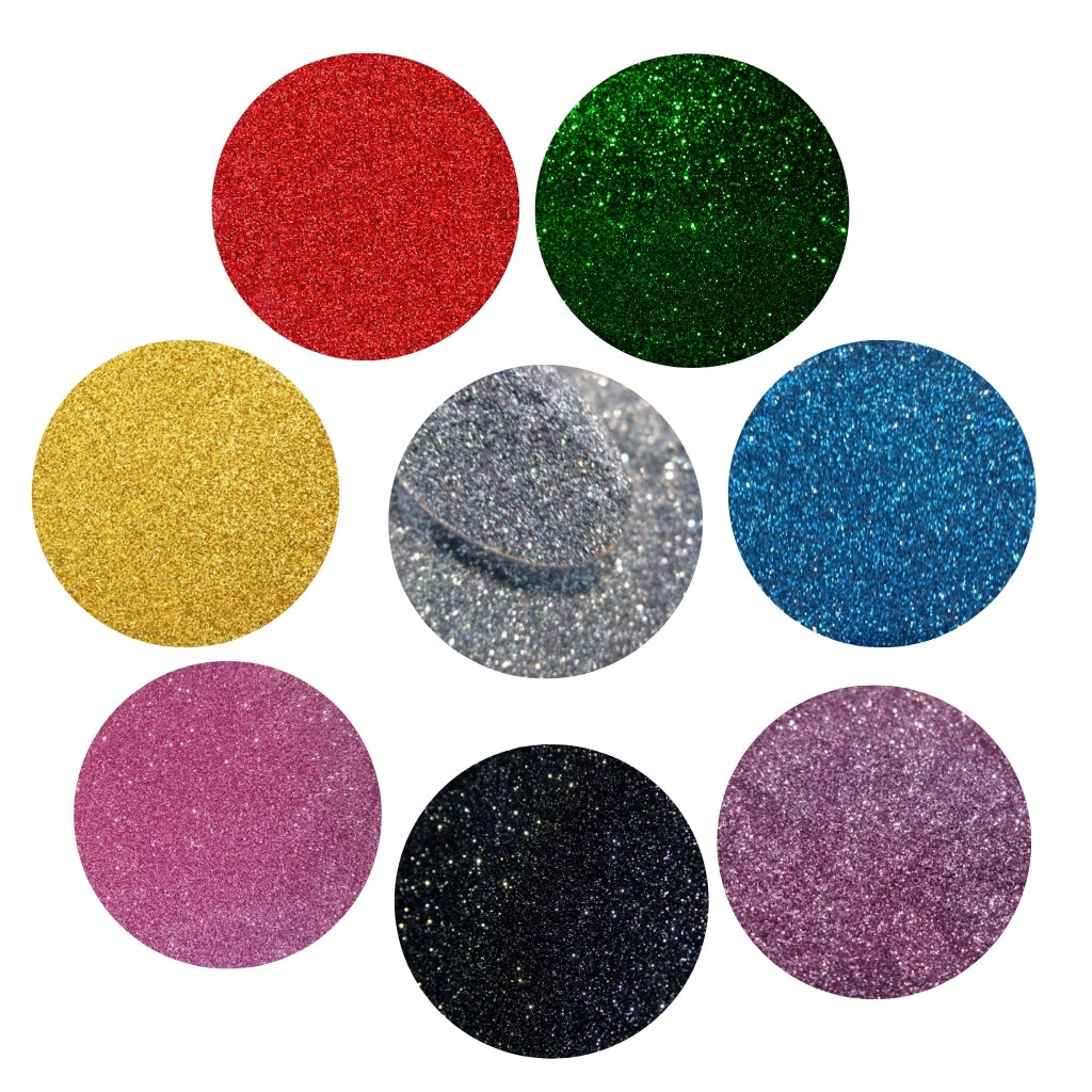 Kit of 8 Primary Colours Cosmetic Grade Glitter Powder Superfine Extra Fine Soap Candle Nail Art