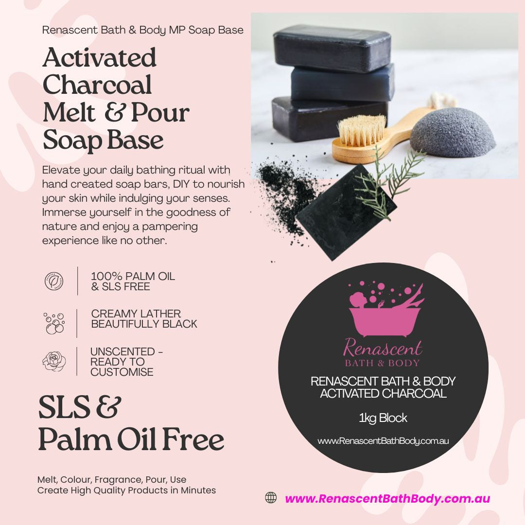 Activated Charcoal Preblended MP Melt & Pour Soap Base Palm Free *NEW Formula*