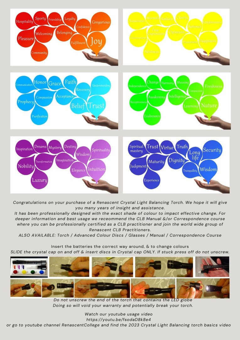 Crystal Light Balancing Colour Therapy Torch Practitioner Booklet (Digital Download) Free with Purchase (Copy)
