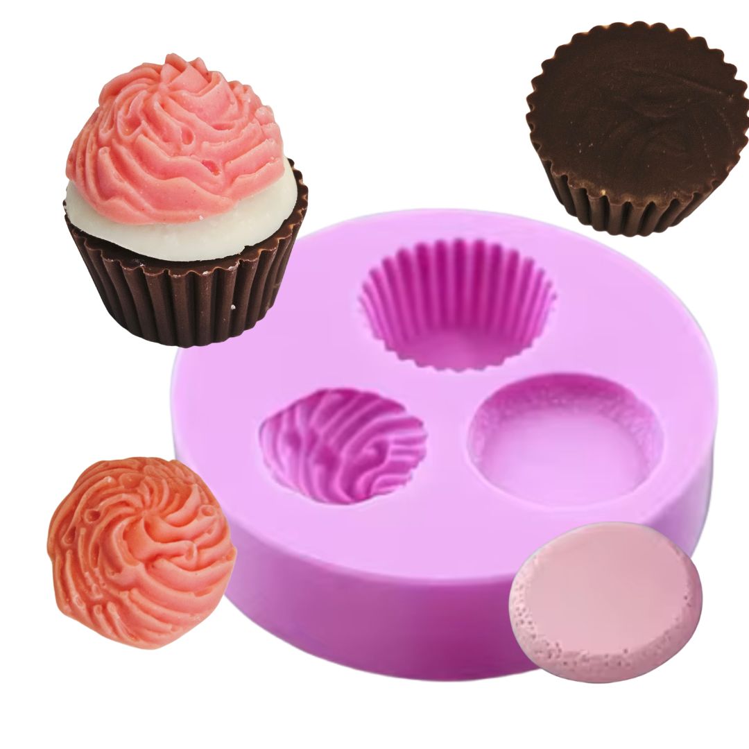 Cupcake Mini (3 Cavity) Silicone Mould  Divine for cookies, cupcakes embellishments