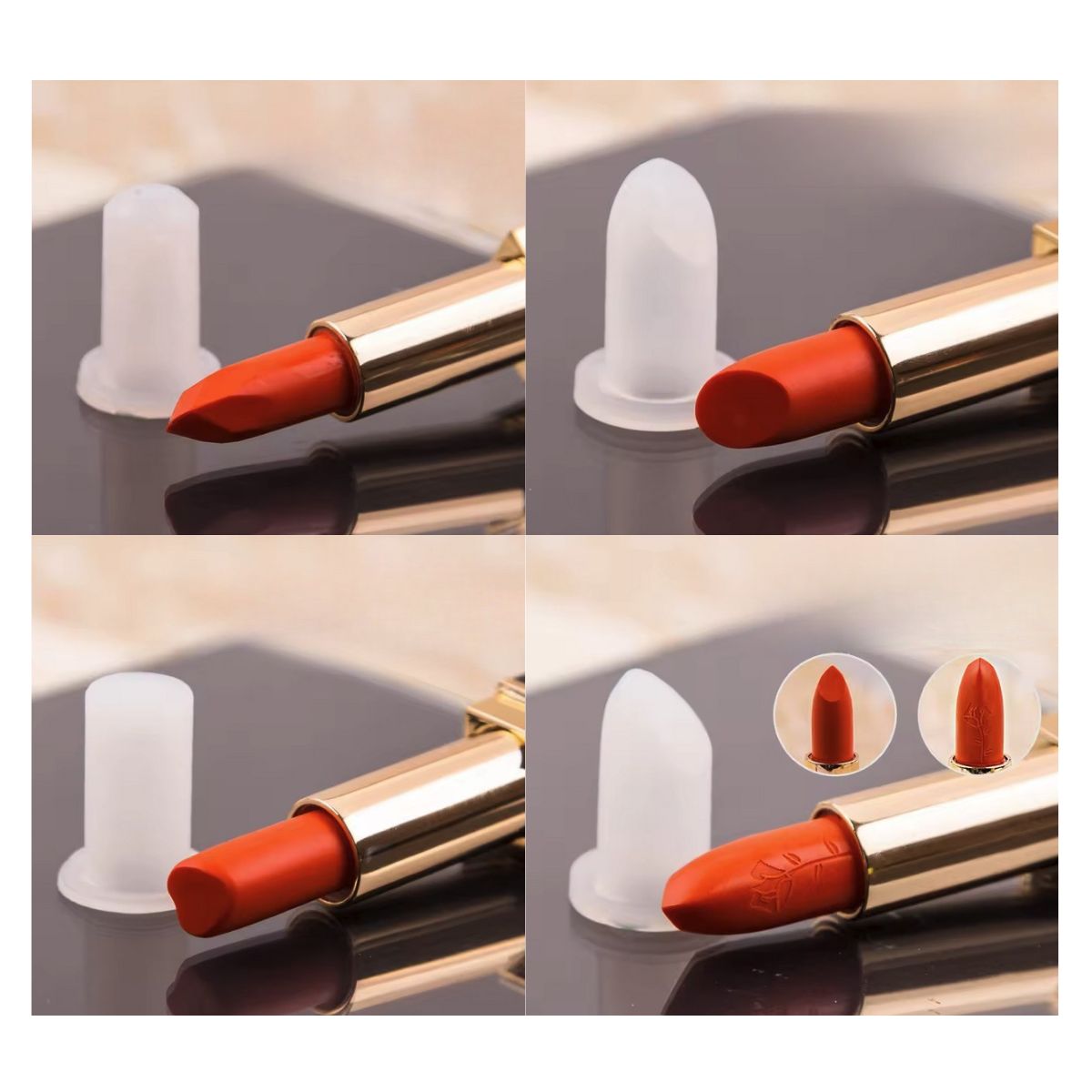 DIY Lipstick Making Mould Set 4 Hole Acrylic Holder 12.1mm Silicone Moulds