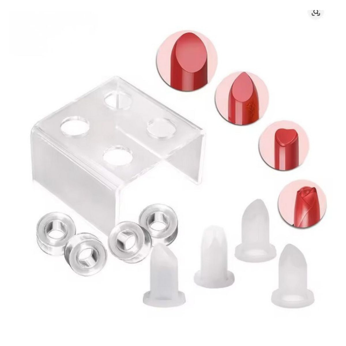 DIY Lipstick Making Mould Set 4 Hole Acrylic Holder 12.1mm Silicone Moulds