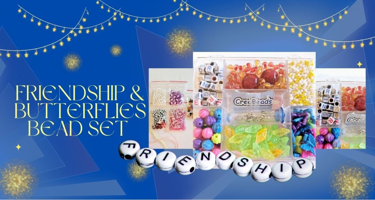 Friendship & Butterflies Bead set with Jelly Cords - Gems Crystals