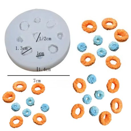 Fruity Rings Loops Skinny Mini (9) Silicone Mould Food Grade Decorations
