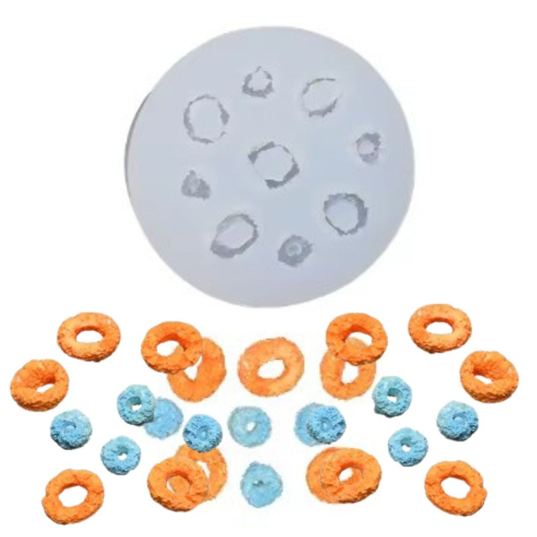 Fruity Rings Loops Skinny Mini (9) Silicone Mould Food Grade Decorations
