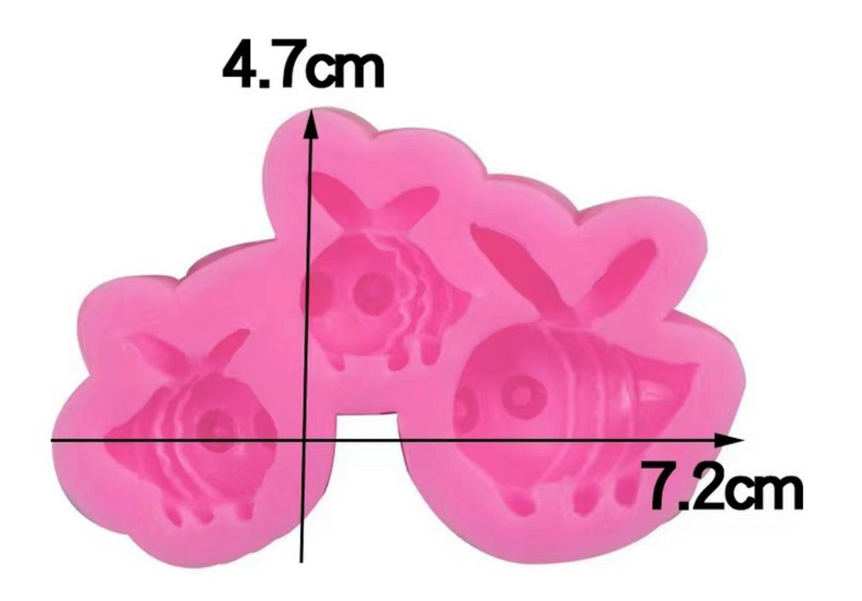HoneyBee Wiggly (3 Bees) Embed Silicone Mould