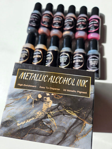 Metallic Alcohol Ink Pigments10ml x 12 Colours Set