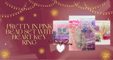 Pretty in Pink Bead set with Heart Key ring - Gems Crystals