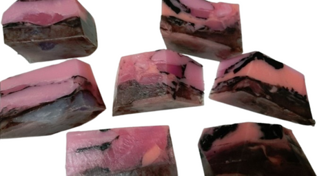Rhodonite Specimen Soap Bar  Large Size bar (WS available) Gift Boxed + Stand
