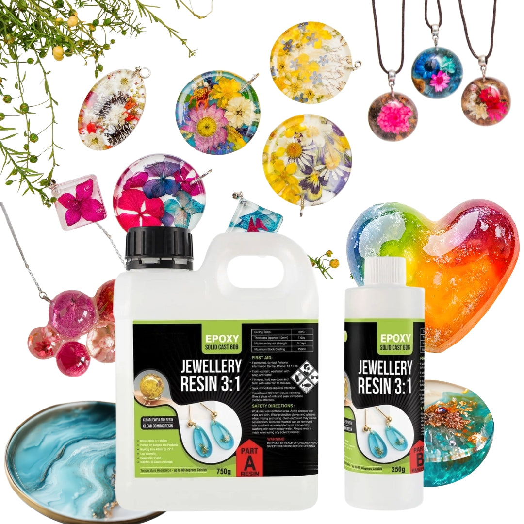Clear Resin for Jewellery Making 3:1 Epoxy Kit Super Ultra Clear Doming and Casting 1kg