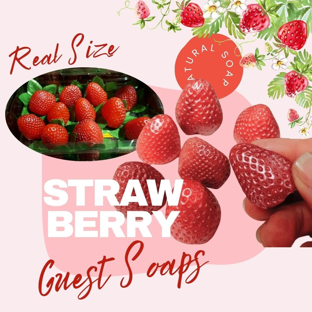 Strawberry Box Guest Soap Bars  Realistic Size bar (WS available) Gift Boxed