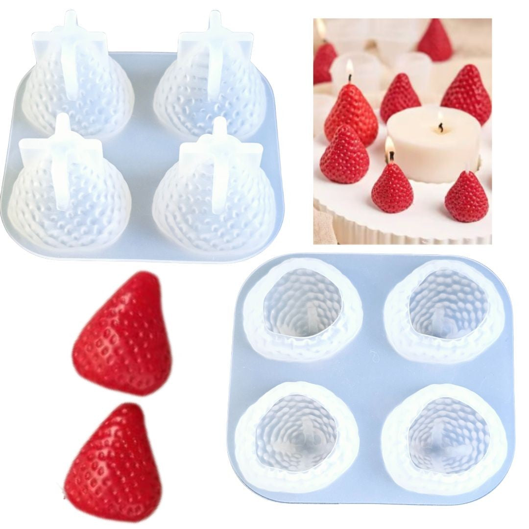 Strawberry / Strawberries (4 cavity 3cm) Silicone Mould Same Shape