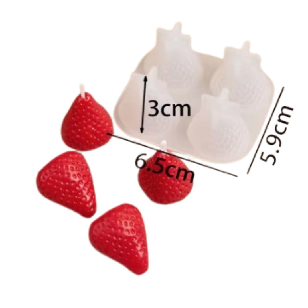 Strawberry / Strawberries (4 cavity 3cm) Silicone Mould Same Shape