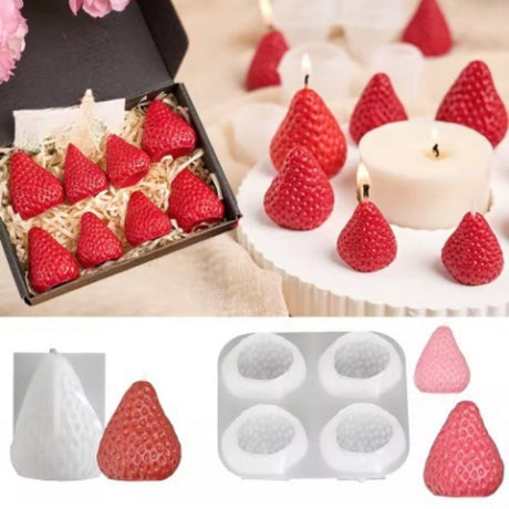 Strawberry / Strawberries (4 cavity 3cm) Silicone Mould Same Shape