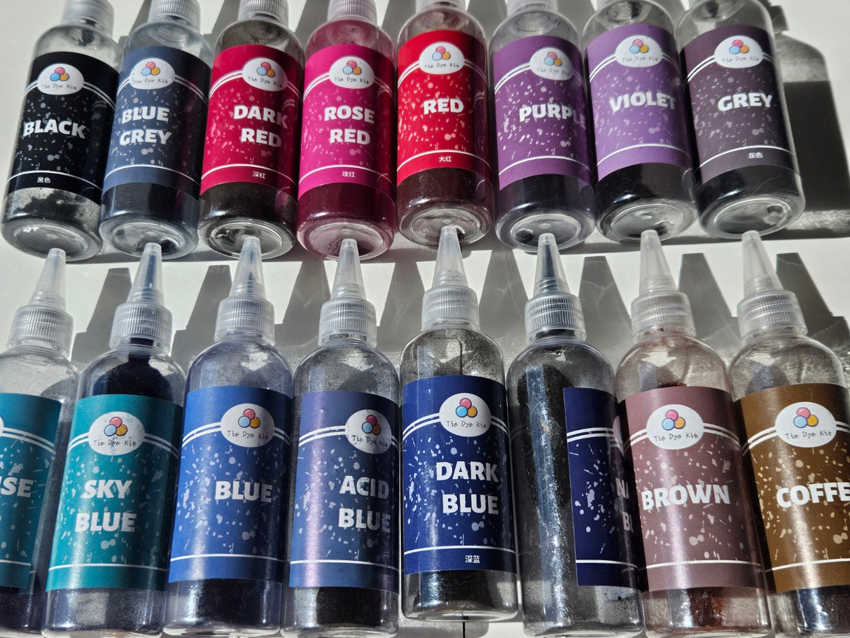 Tie Dye Powder Liquid Colours 125ml x 24 Colours
