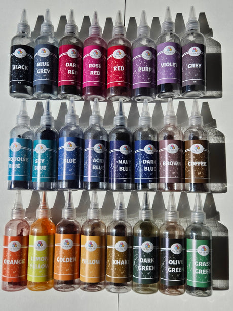 Tie Dye Powder Liquid Colours 125ml x 24 Colours