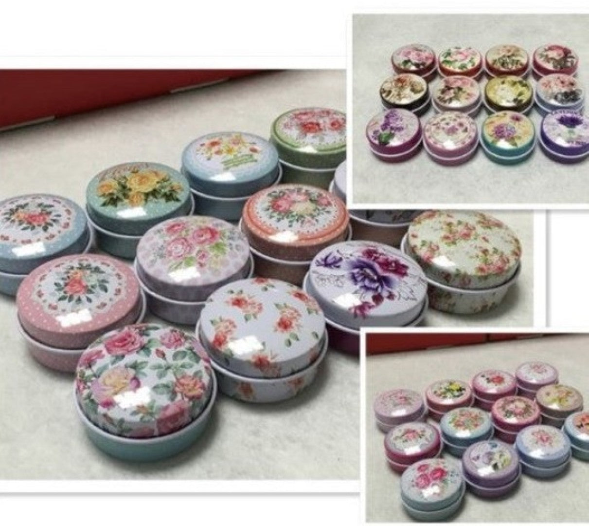 Floral Tin Lipstick / Lip Balm / shaving soap Pots
