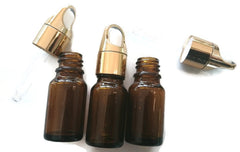 10ml Amber Glass Bottles + Gold Squeeze cap