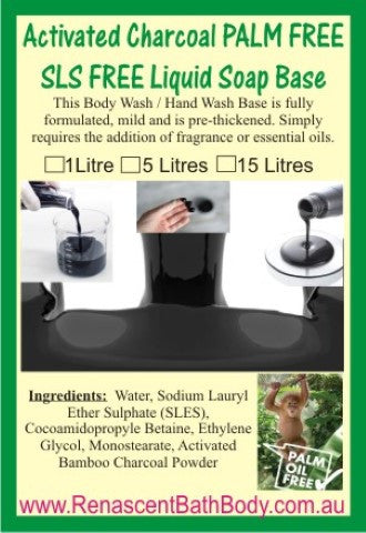 Activated Charcoal Liquid Body Wash Soap Base (Palm Free)
