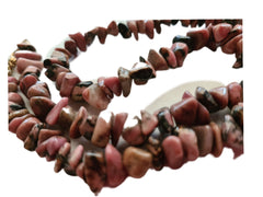 Necklace Rhodonite Tumbled Beads, Genuine