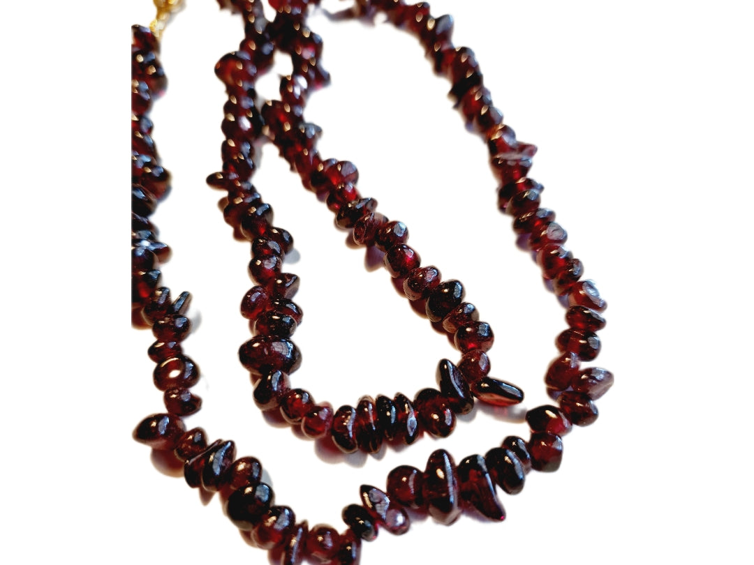 Necklace Garnet Tumbled Beads Genuine