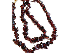 Necklace Garnet Tumbled Beads, Genuine
