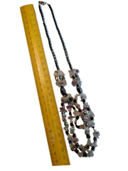 Necklace Fluorite & Hematite Tumbled Beads, Genuine
