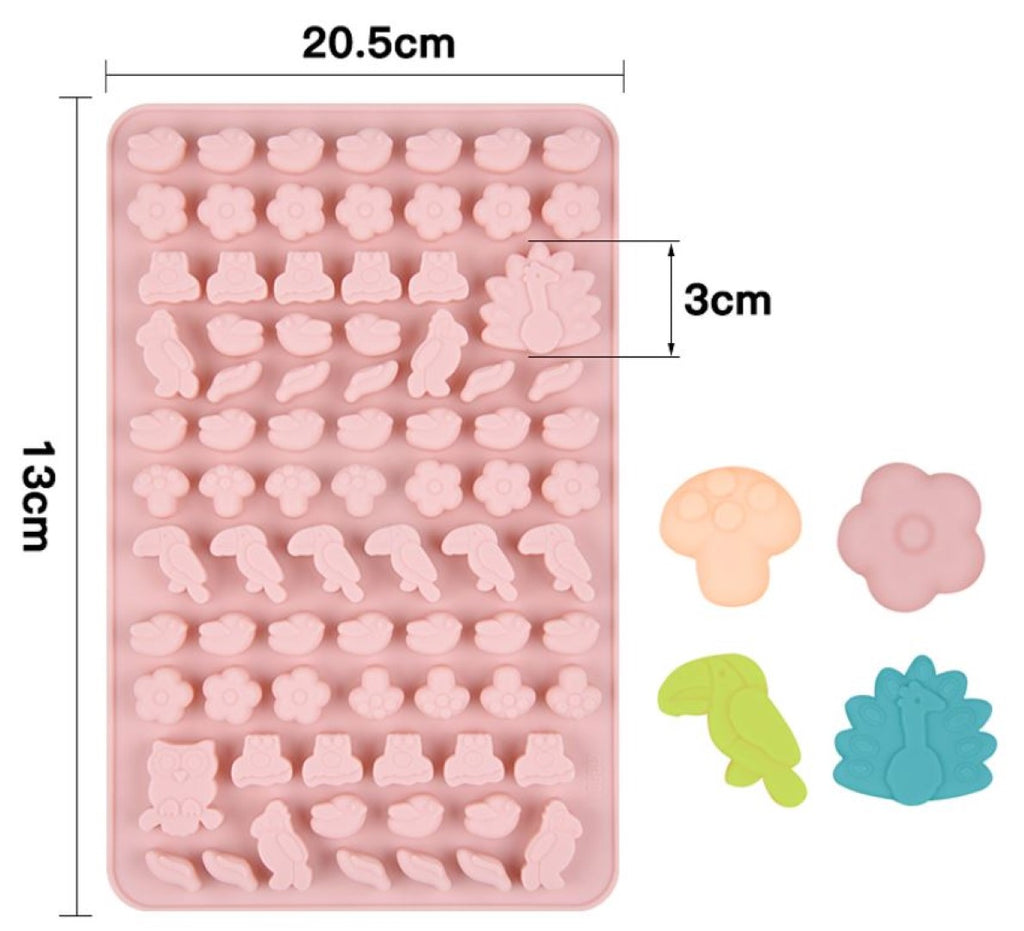 RAINFOREST Tray Silicone Mould, Birds Leaves, Flowers